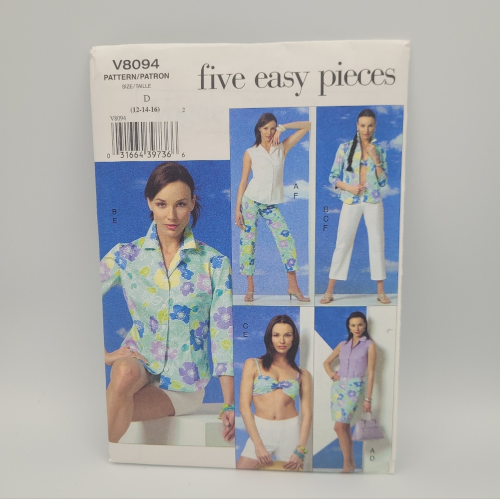 UNCUT Vogue V8094 Five Easy Pieces Sewing Pattern